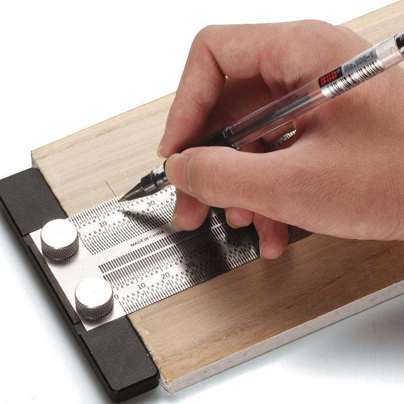 Woodworking Hobbies - Roestvrijstalen Hoge Precisie T-Type Gatmeter Houtbewerkingsschaal