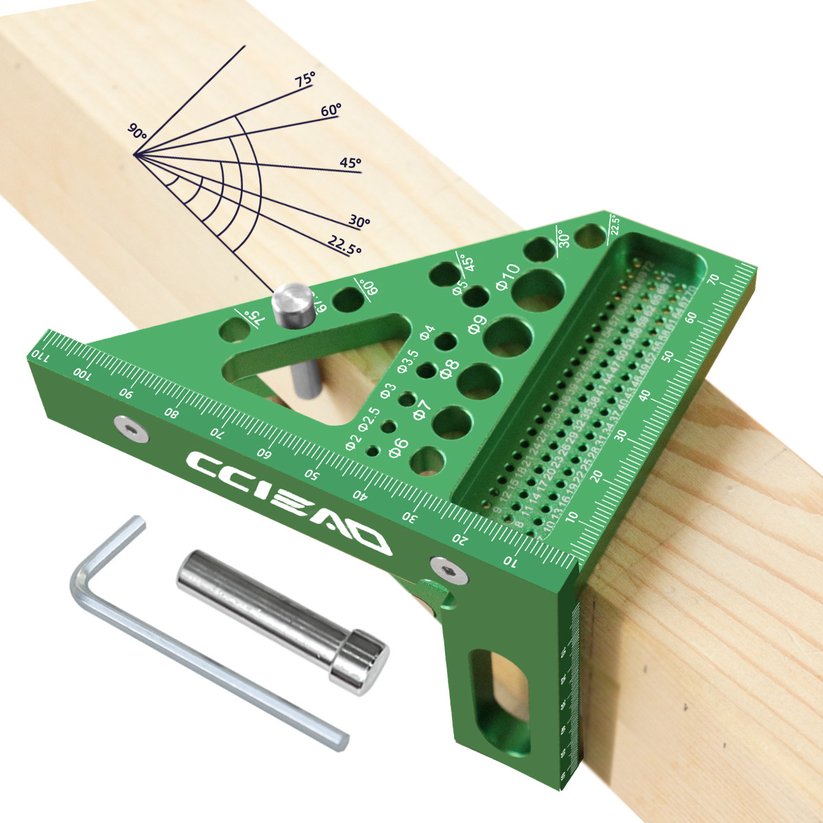 Woodworking Carpenter - Timmerman vierkante 3D multi-hoek meetliniaal, gatpositie