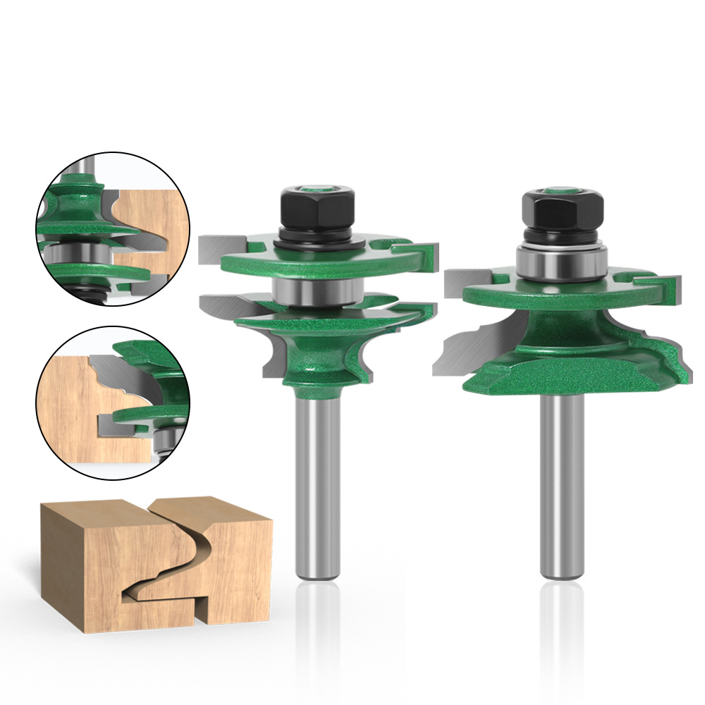 Router Bits For Woodworking - 2-delige houtframe-freesbitset, 8mm schacht, tenonfrees voor