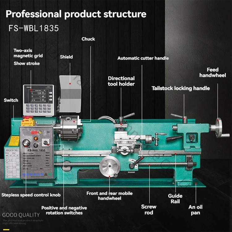 Woodworking Lathe Machine - 1 stuk draaibankinstrument digitaal display metaalbewerkingsmachine